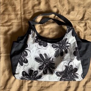 Black & White Floral Tote Bag - Women